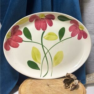 Vintage “Stetson China- Rio” Hand Painted Floral Oval Platter - Red and Green